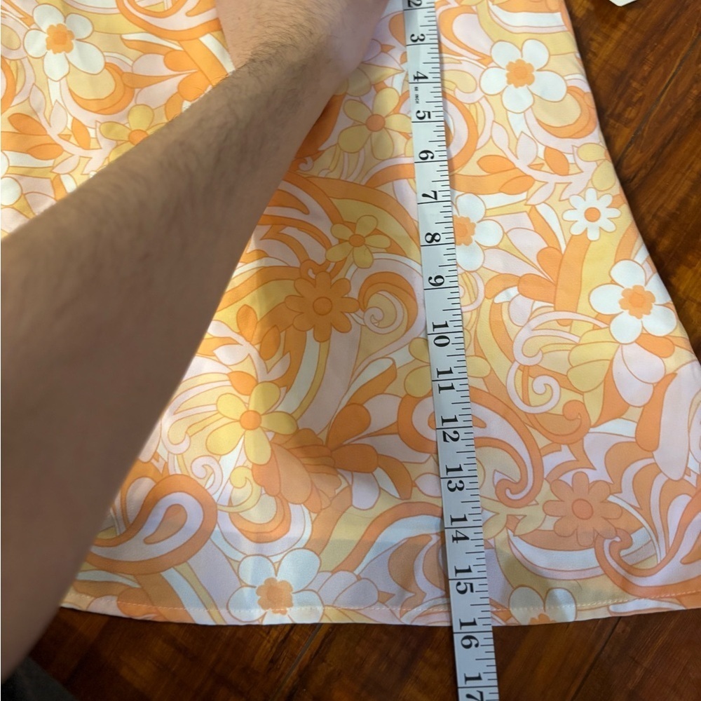 Hollister Women's Lined orange boho 70s Ultra High Rise Floral Mini Skirt small - Picture 14 of 14